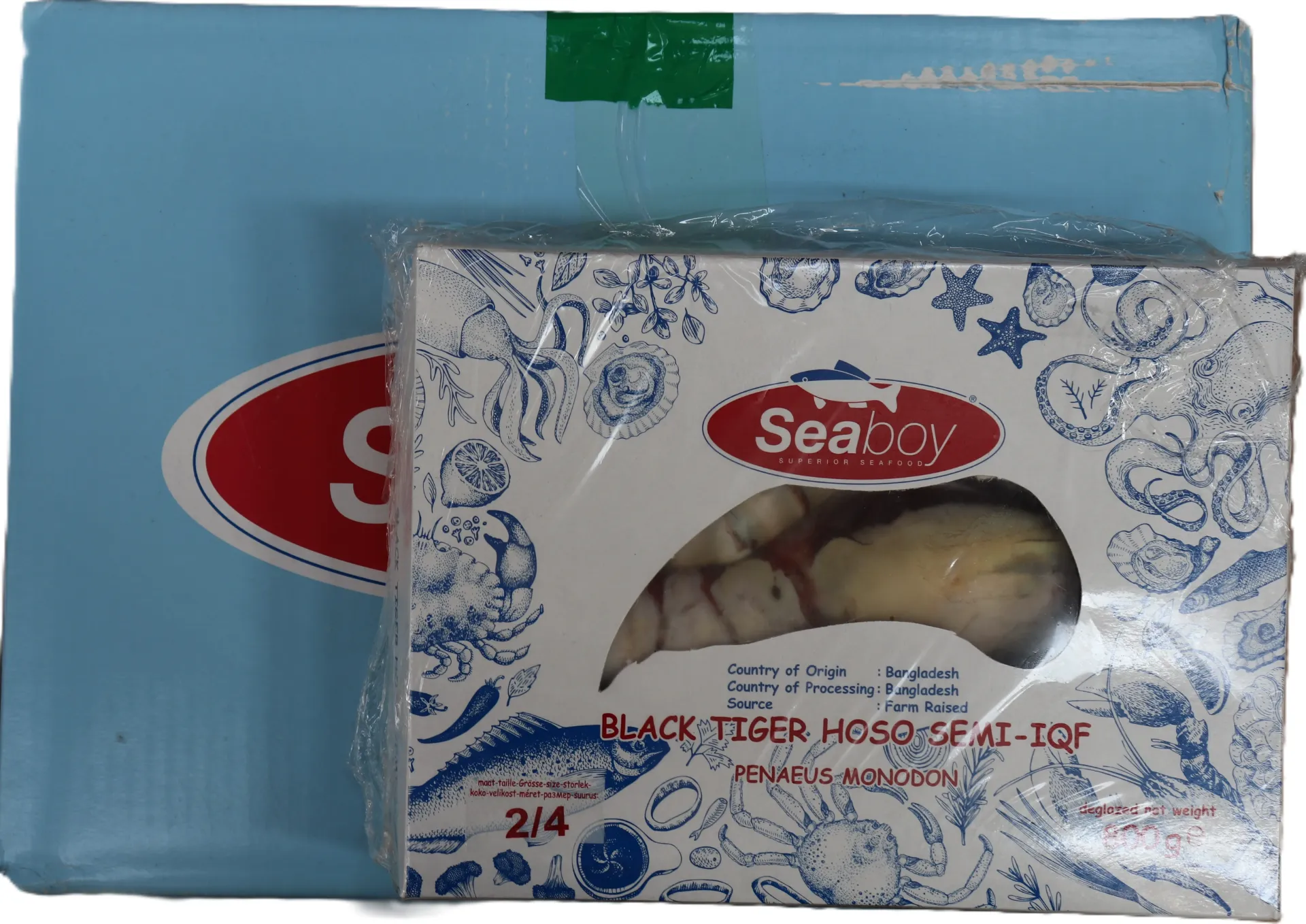 Gambas BT 2/4 10 x 800g Garnalen met kop有头虾
