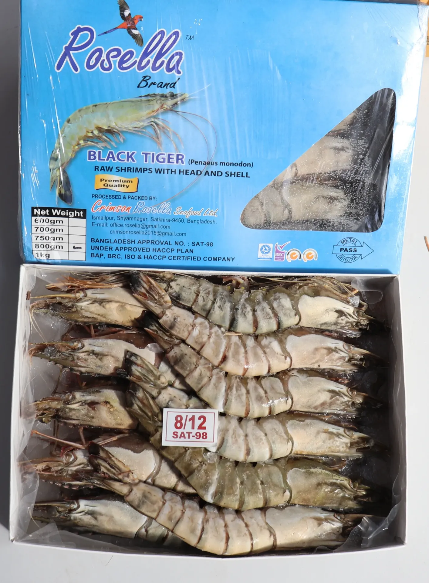 [0003 287] Gambas BT 8/12 10x800g net 有头黑虎虾