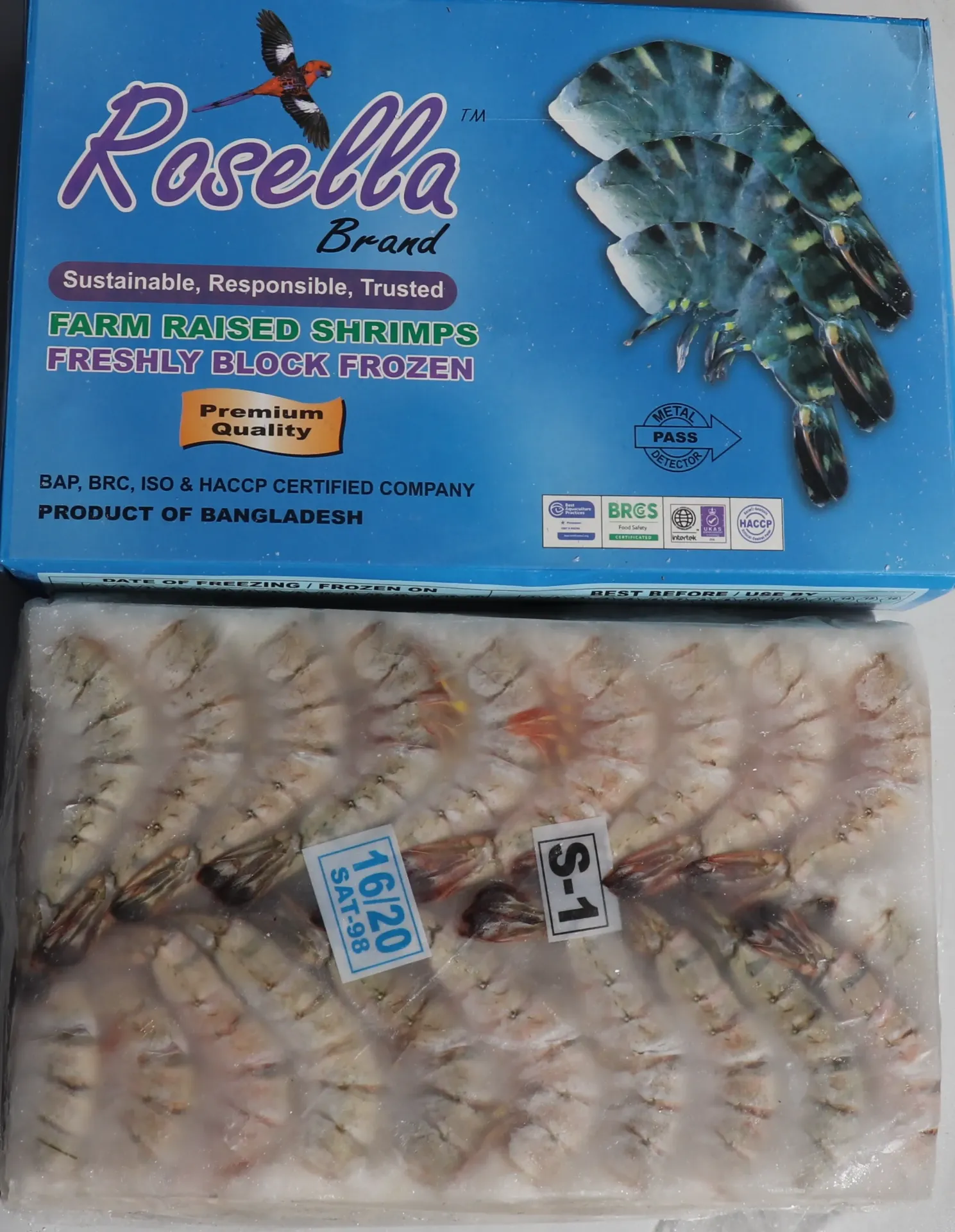 [0028 131] Crevette BT HLSO 16/20 6*1.8kg 80% 黑虎虾