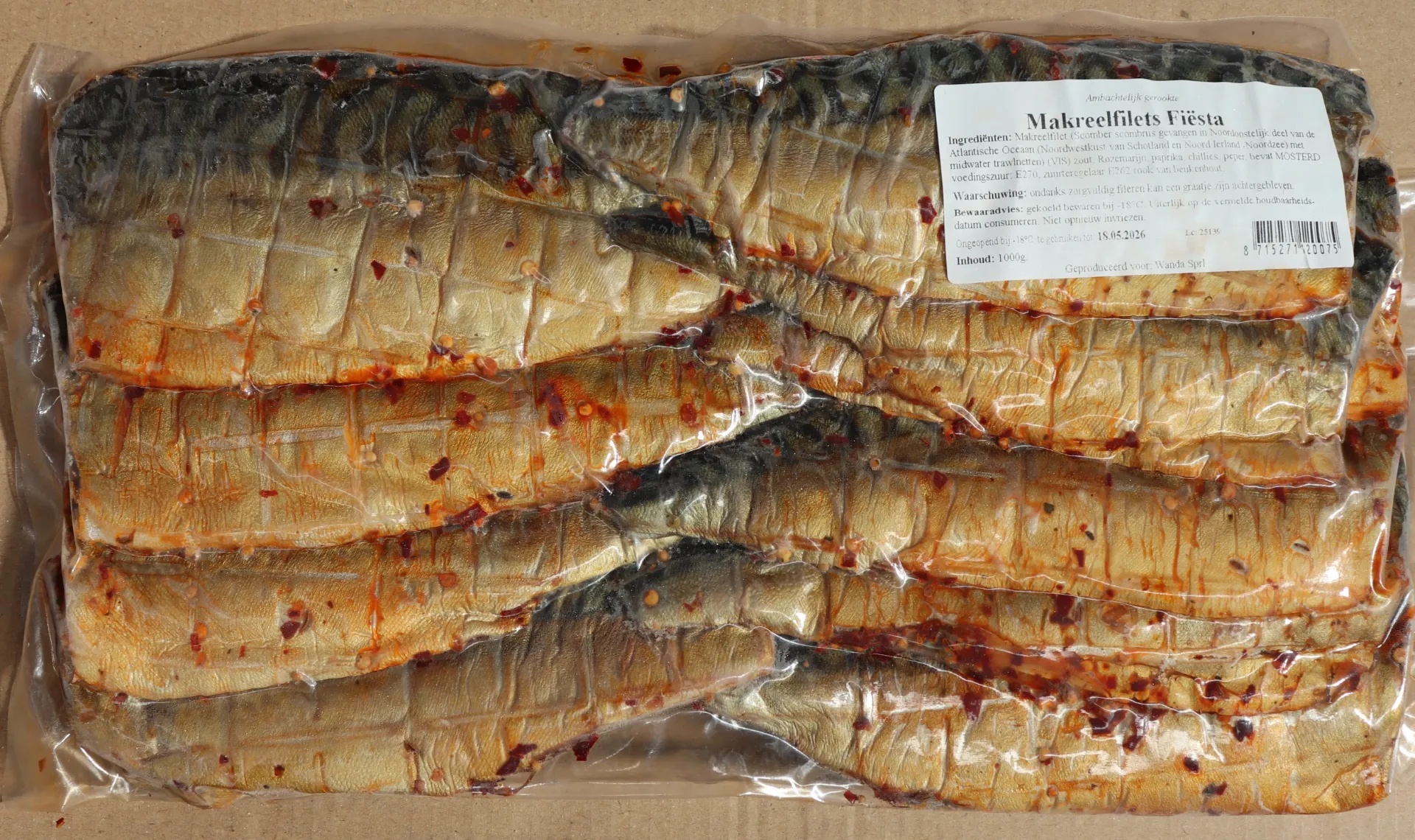 [MAFUPI 0] Pittige gerookte makreel "Fiesta" 8kg 辣熏马鲛鱼
