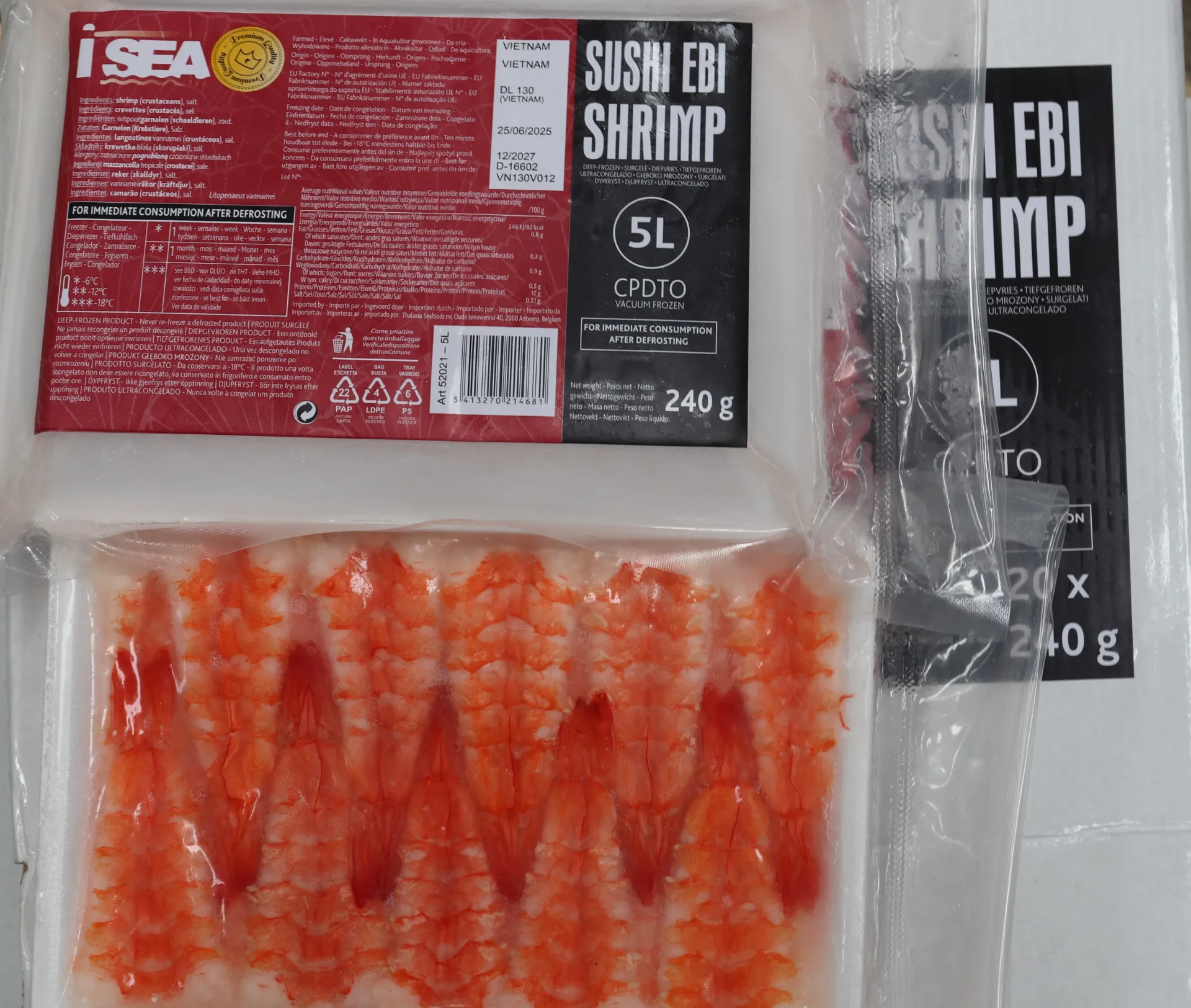 [SU002 0] Crevette sushi ebi 5L  20*30p 240g 寿司虾