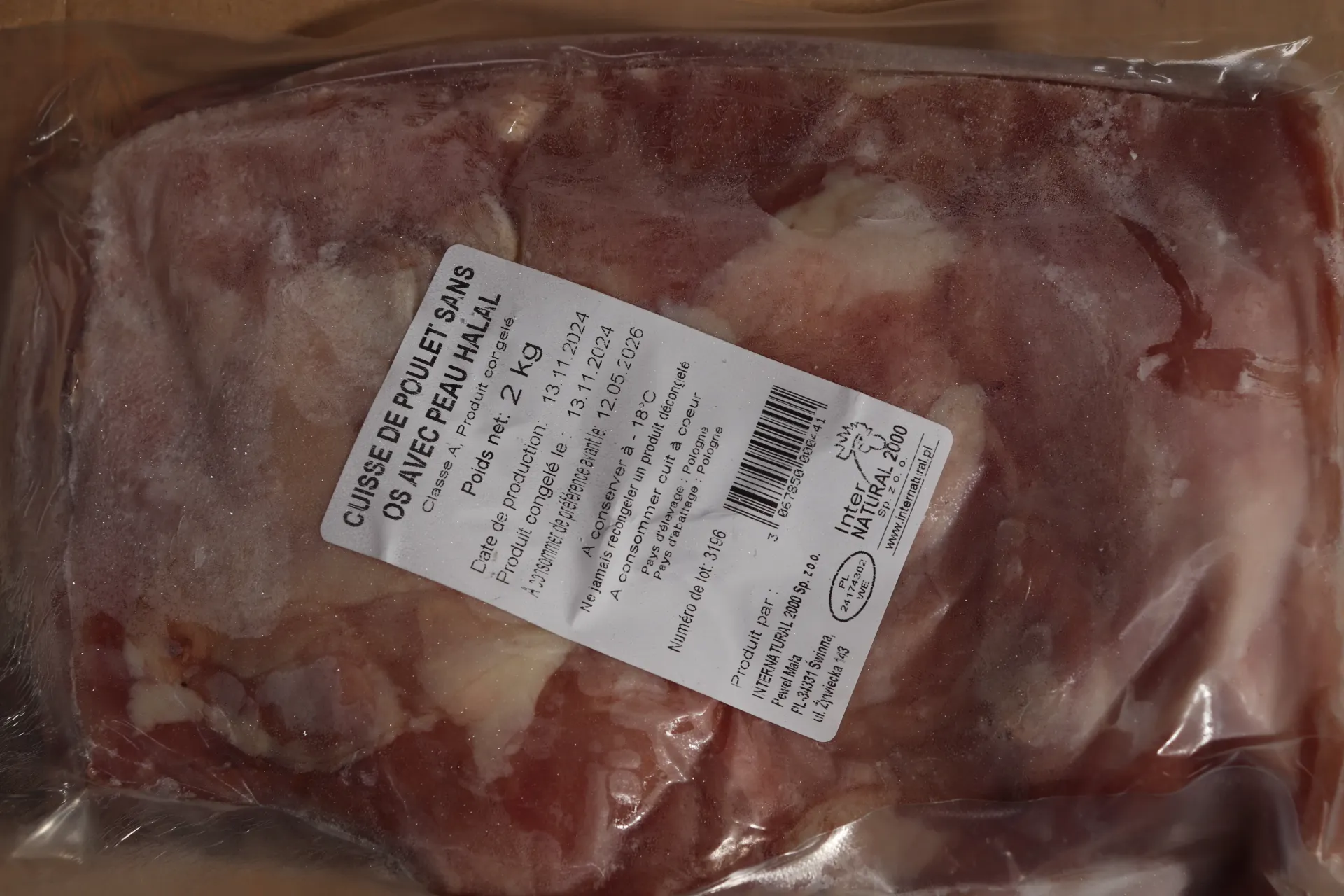 [0406 171] Cuisse poulet désossé av.peau.halal 12kg 去骨带皮鸡腿