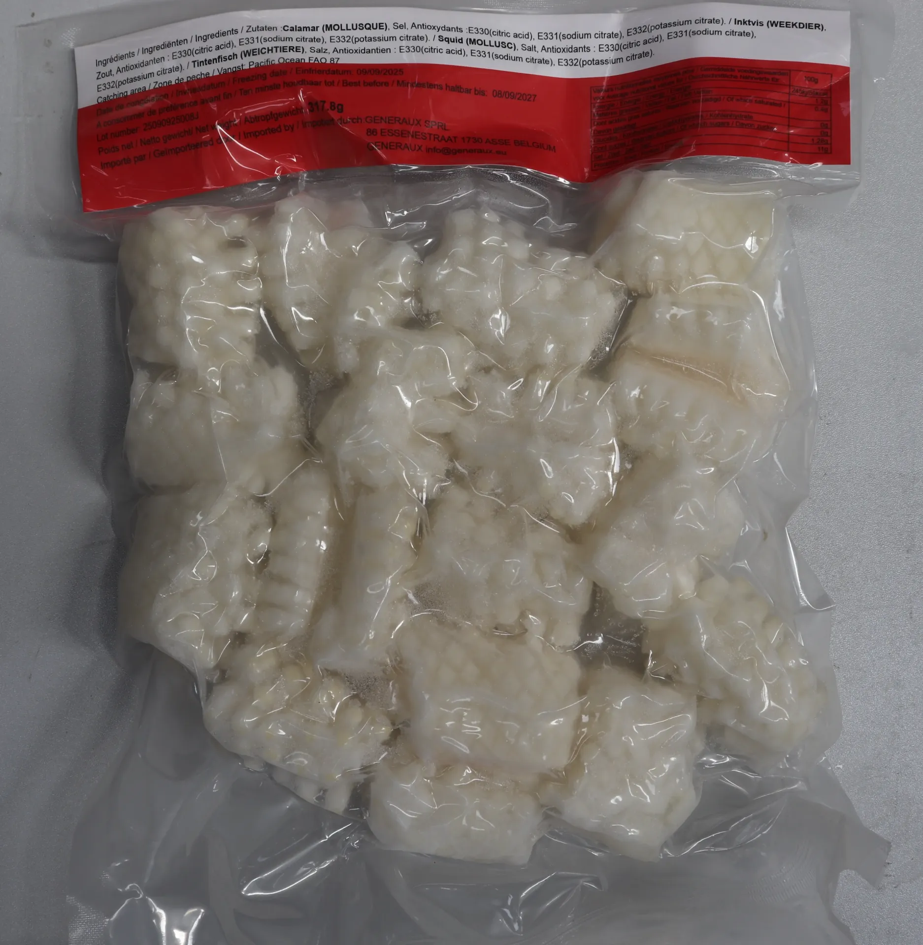 [CAL005 247] Inktvissen China gesneden 22*454g 70%  切花鱿鱼
