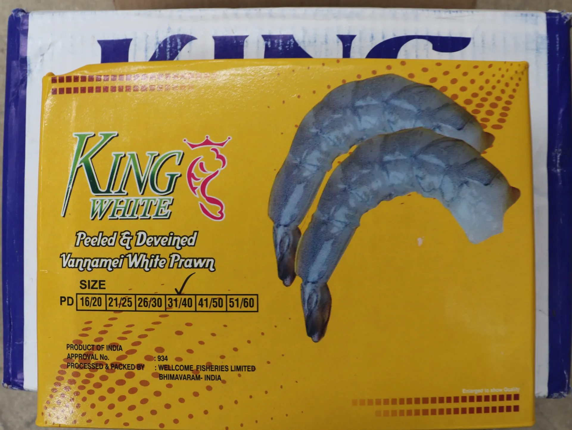 [0130 105] Crevette VAN PD 31/40 70%  6*1.2kg  印度白虾球