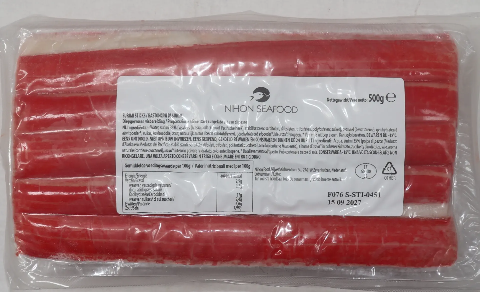 [DES022 0] Battonets surimi maki 18cm 15x500g   长蟹棒