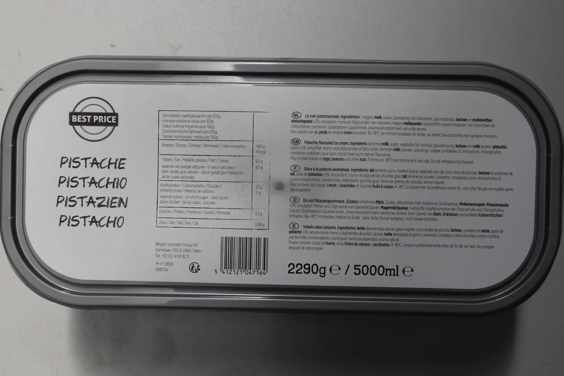 [0202 0] Glace pistache 2 x 5L 冰淇淋  开心果
