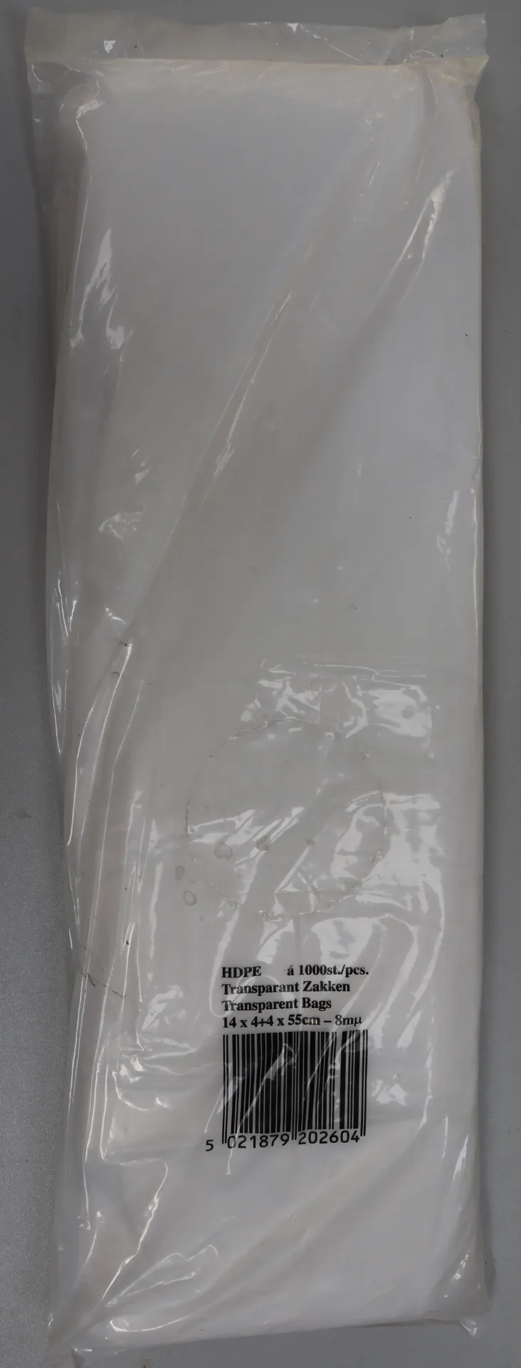 [BT3112 0] Plastic zak Kroepoek (14x4+4x55cm) 1000st塑料袋