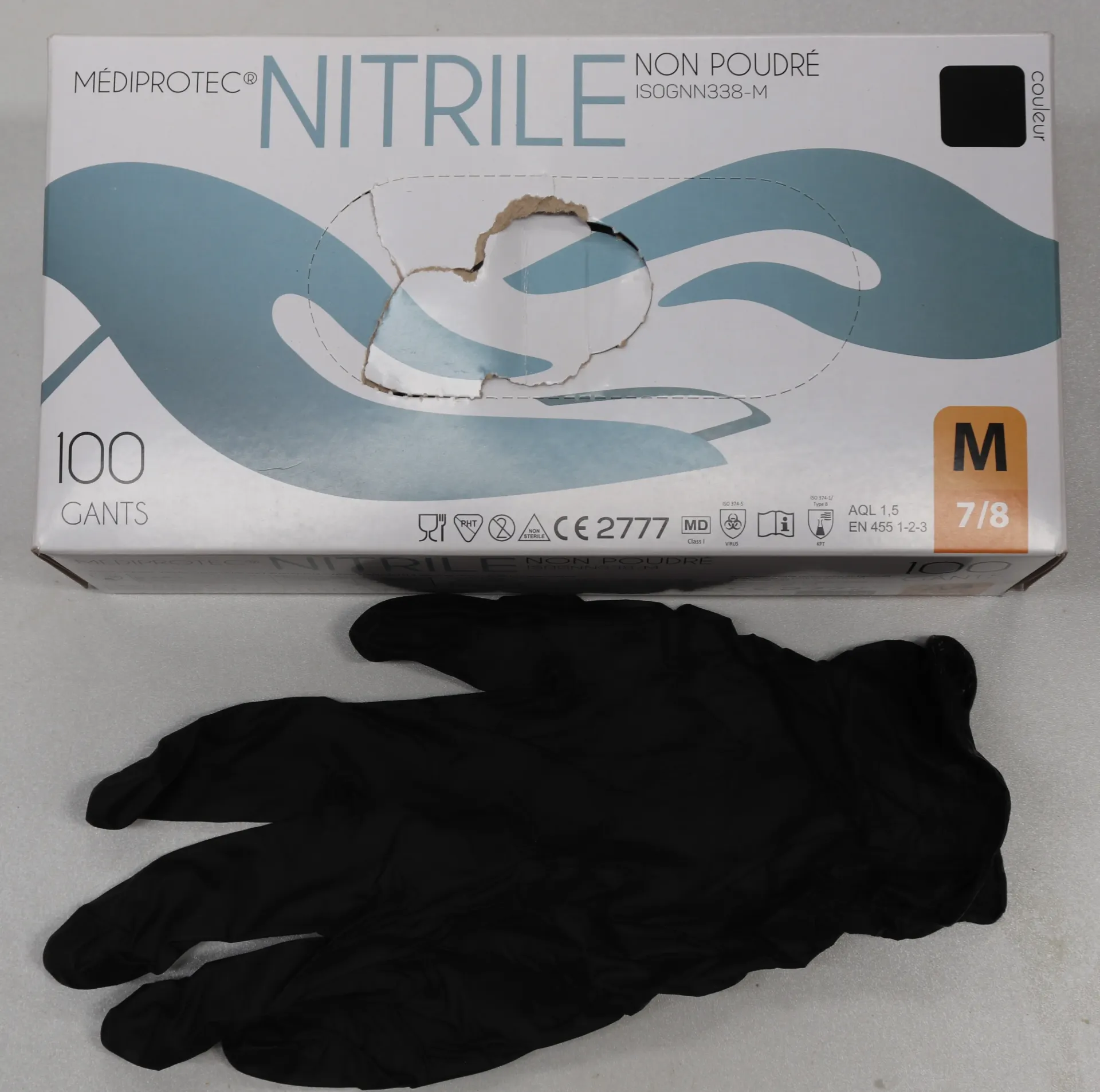 [GANNN 0] Gant nitrile noir taille M100pc 一次手套 (黑)